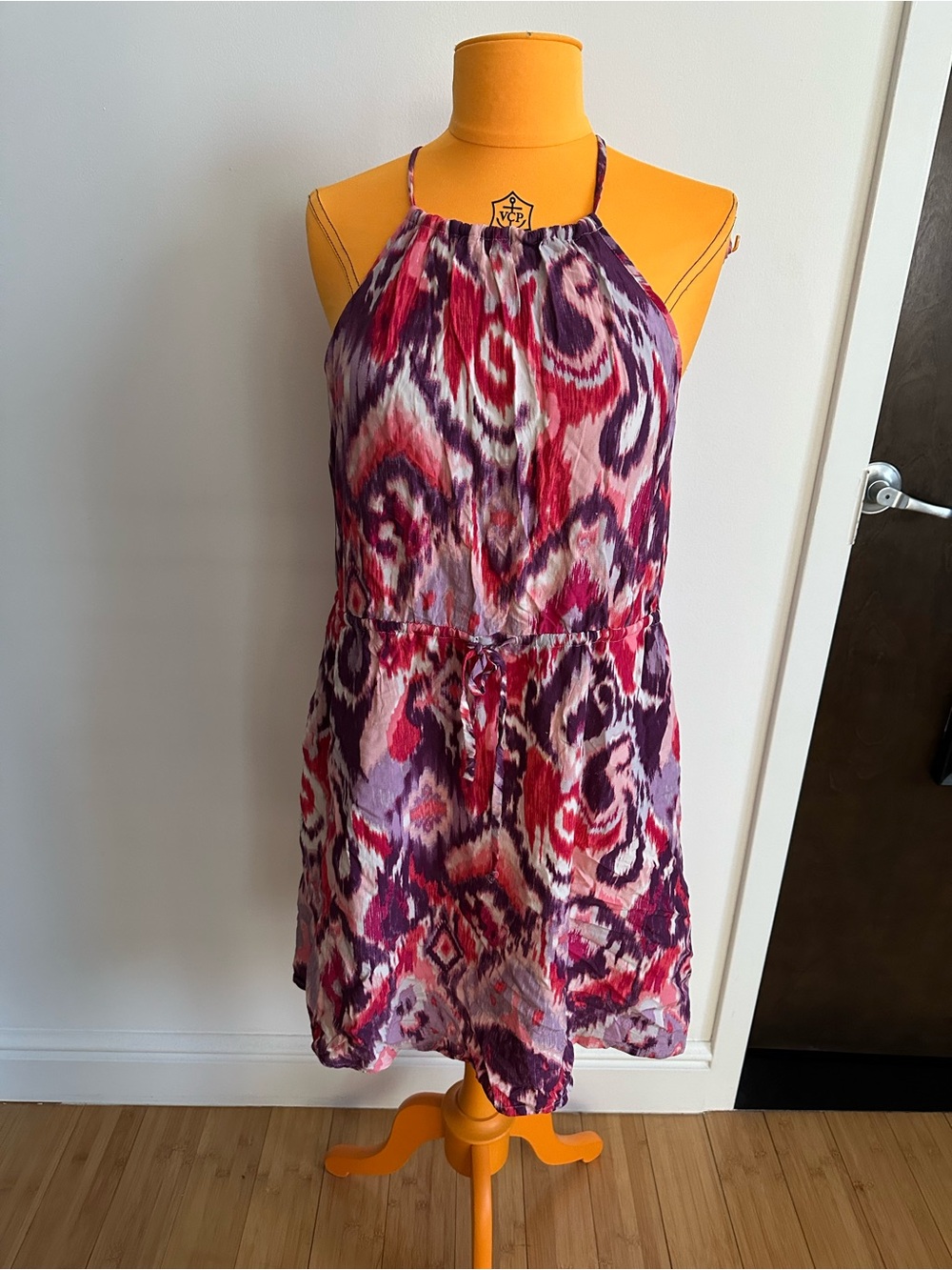 Athleta Ikat Print Halter Mini Dress w/ Built-In Shelf Bra sz S